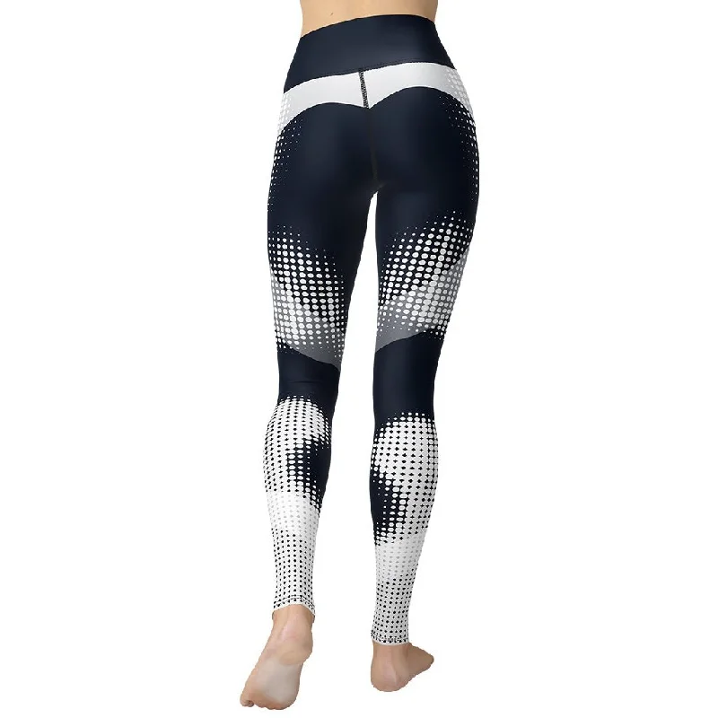 Women's Fleece - Lined Tight Trousers in Dark Blue for Warmth in Cold WeatherGray Geometric Heart Yoga Leggings Women's Fleece - Lined Tight Trousers in Dark Blue for Warmth in Cold WeatherGray Geometric Heart Yoga Leggings