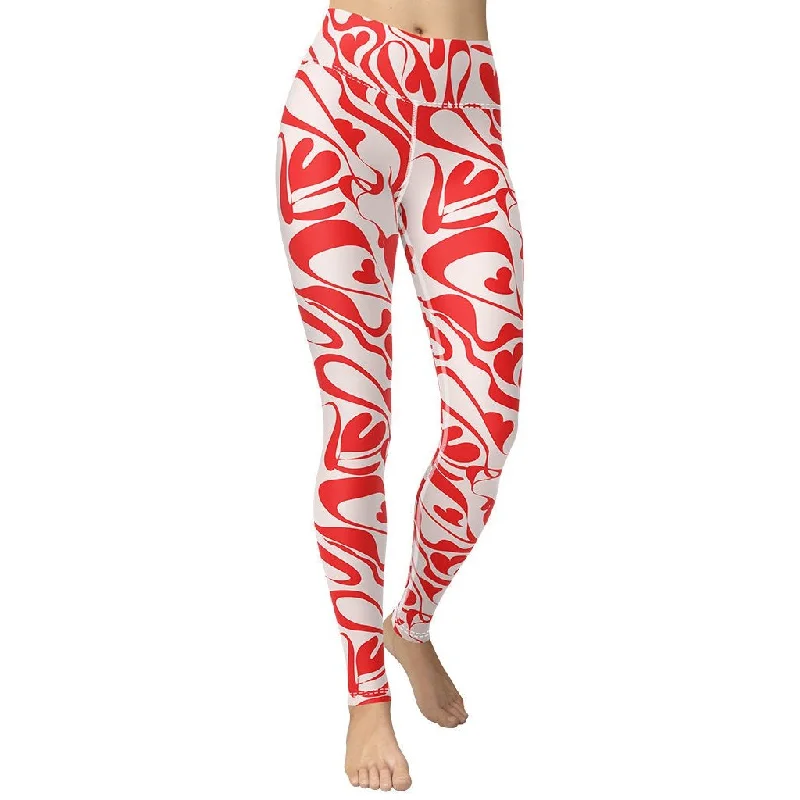 Women's Metallic Tight Trousers in Gold for a Glamorous Party EnsembleHeart Swirl Yoga Leggings