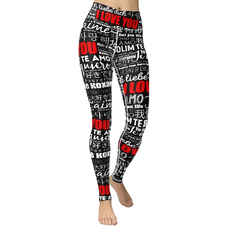 Women's Tight Trousers with Rhinestone Embellishments in Silver for a Sparkly LookI Love You Yoga Leggings Women's Tight Trousers with Rhinestone Embellishments in Silver for a Sparkly LookI Love You Yoga Leggings