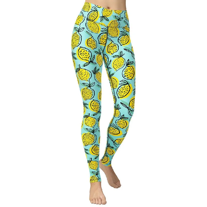 Women's High - Waisted Tight Trousers with Side Slits in Beige for a Trendy LookLemon Pattern Yoga Leggings Women's High - Waisted Tight Trousers with Side Slits in Beige for a Trendy LookLemon Pattern Yoga Leggings