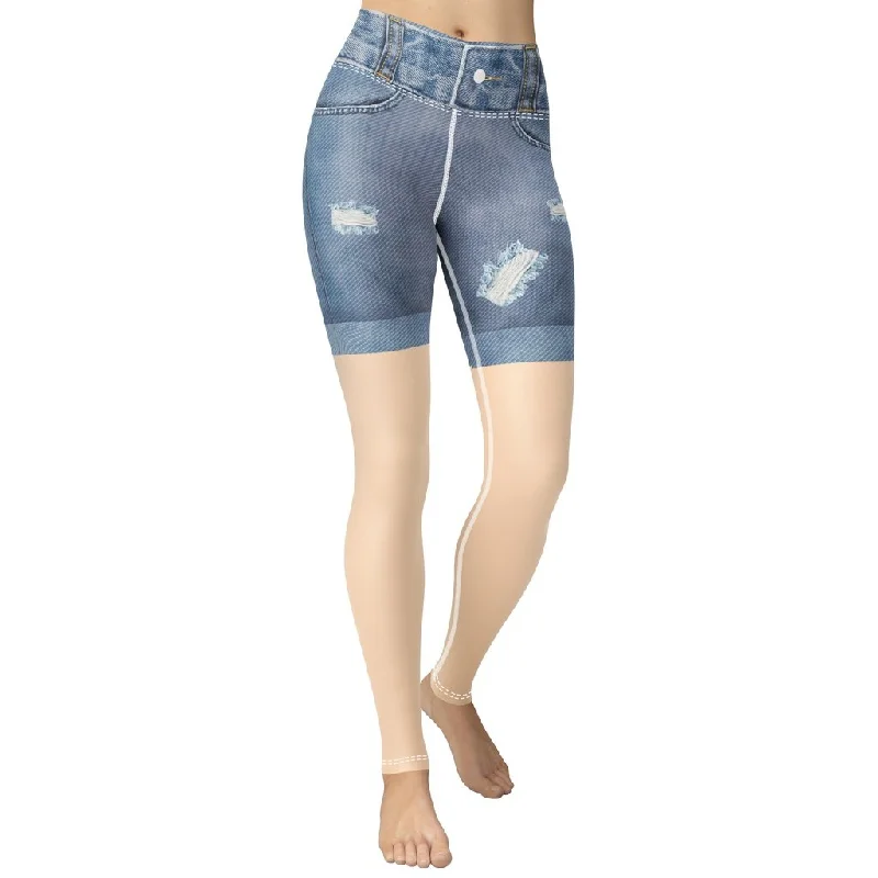 Women's Denim - Look Tight Trousers in Light Blue for a Casual and Versatile OptionLight Tone Denim Shorts Print Yoga Leggings Women's Denim - Look Tight Trousers in Light Blue for a Casual and Versatile OptionLight Tone Denim Shorts Print Yoga Leggings