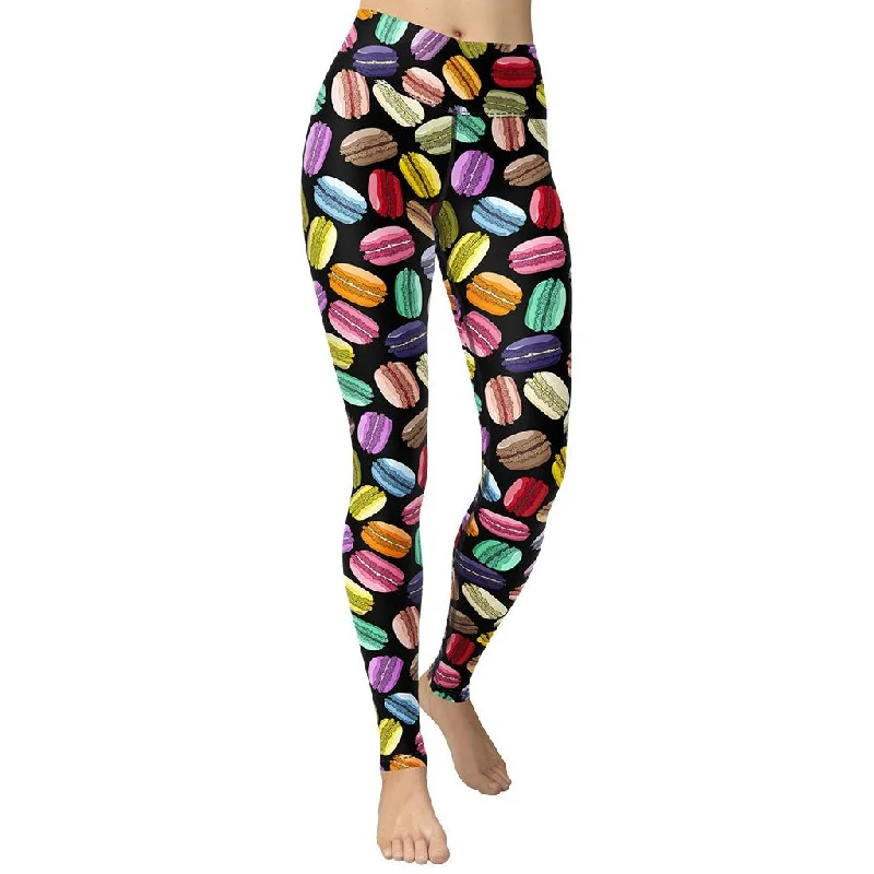 Women's Tight Trousers with Rhinestone Embellishments in Silver for a Sparkly LookMacaroons Pattern Yoga Leggings Women's Tight Trousers with Rhinestone Embellishments in Silver for a Sparkly LookMacaroons Pattern Yoga Leggings