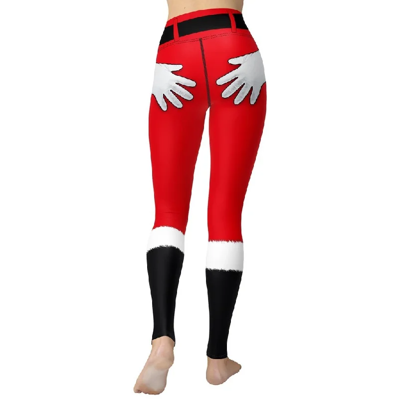 Women's Tight Trousers with Rhinestone Embellishments in Silver for a Sparkly LookNaughty Santa Outfit Yoga Leggings Women's Tight Trousers with Rhinestone Embellishments in Silver for a Sparkly LookNaughty Santa Outfit Yoga Leggings