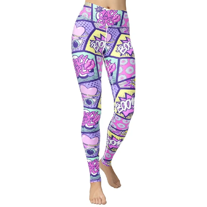 Women's Tight Trousers with Mesh Panels in Black for a Sexy and Modern AppearancePastel Comic Book Yoga Leggings Women's Tight Trousers with Mesh Panels in Black for a Sexy and Modern AppearancePastel Comic Book Yoga Leggings