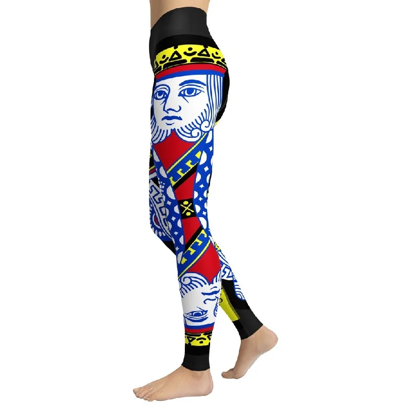 Women's Fleece - Lined Tight Trousers in Dark Blue for Warmth in Cold WeatherPlaying Cards Yoga Leggings Women's Fleece - Lined Tight Trousers in Dark Blue for Warmth in Cold WeatherPlaying Cards Yoga Leggings