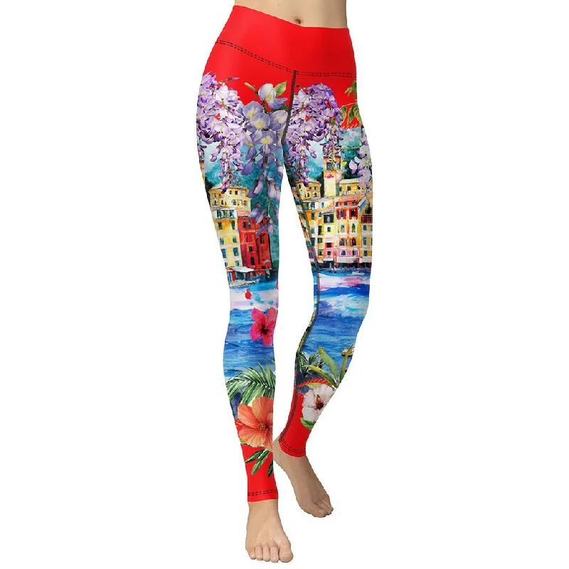 Women's High - Waisted Tight Trousers with Side Slits in Beige for a Trendy LookPortofino Yoga Leggings Women's High - Waisted Tight Trousers with Side Slits in Beige for a Trendy LookPortofino Yoga Leggings