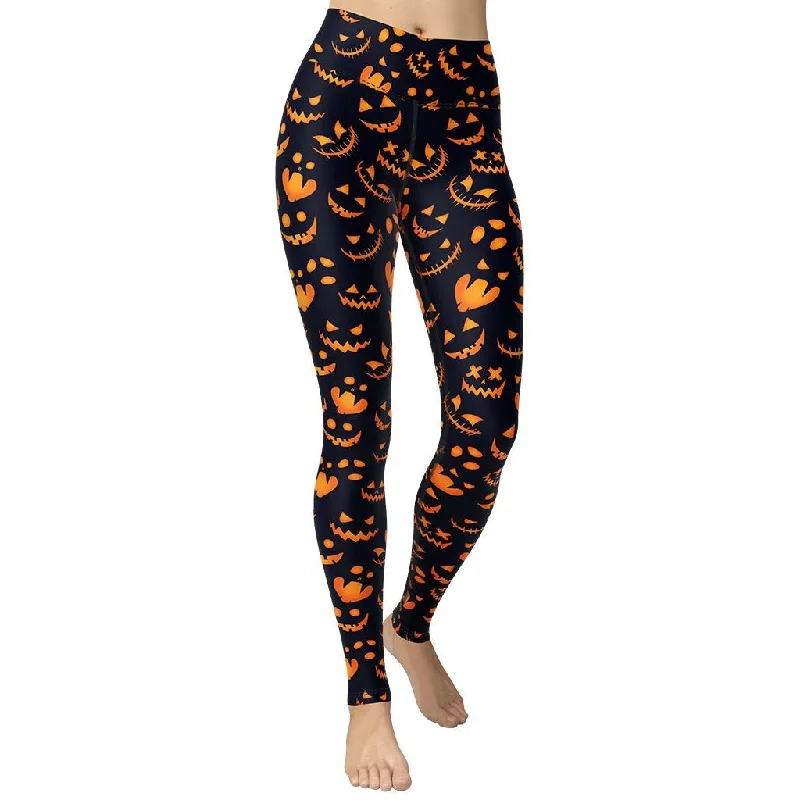 Women's Fleece - Lined Tight Trousers in Dark Blue for Warmth in Cold WeatherSpooktacular Halloween Yoga Leggings Women's Fleece - Lined Tight Trousers in Dark Blue for Warmth in Cold WeatherSpooktacular Halloween Yoga Leggings