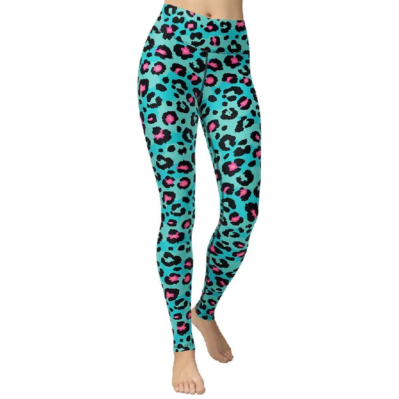 High - Waisted Women's Leather Tight Trousers in Black for a Rock - Chic LookTurquoise Leopard Print Yoga Leggings High - Waisted Women's Leather Tight Trousers in Black for a Rock - Chic LookTurquoise Leopard Print Yoga Leggings