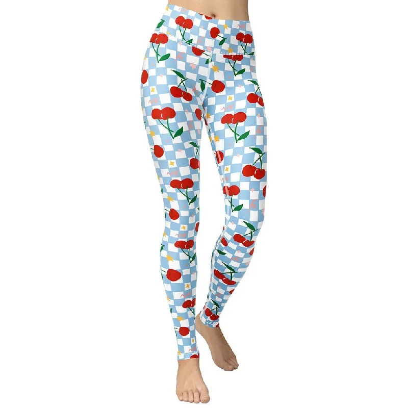 Women's Velvet Tight Trousers in Burgundy for a Luxurious and Elegant AppearanceVintage Cherry Checkered Yoga Leggings Women's Velvet Tight Trousers in Burgundy for a Luxurious and Elegant AppearanceVintage Cherry Checkered Yoga Leggings